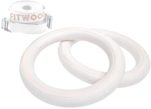FitWood ULPU MINI Gymnastikkringer 25mm - Glazing overflate / Hvit Stropp